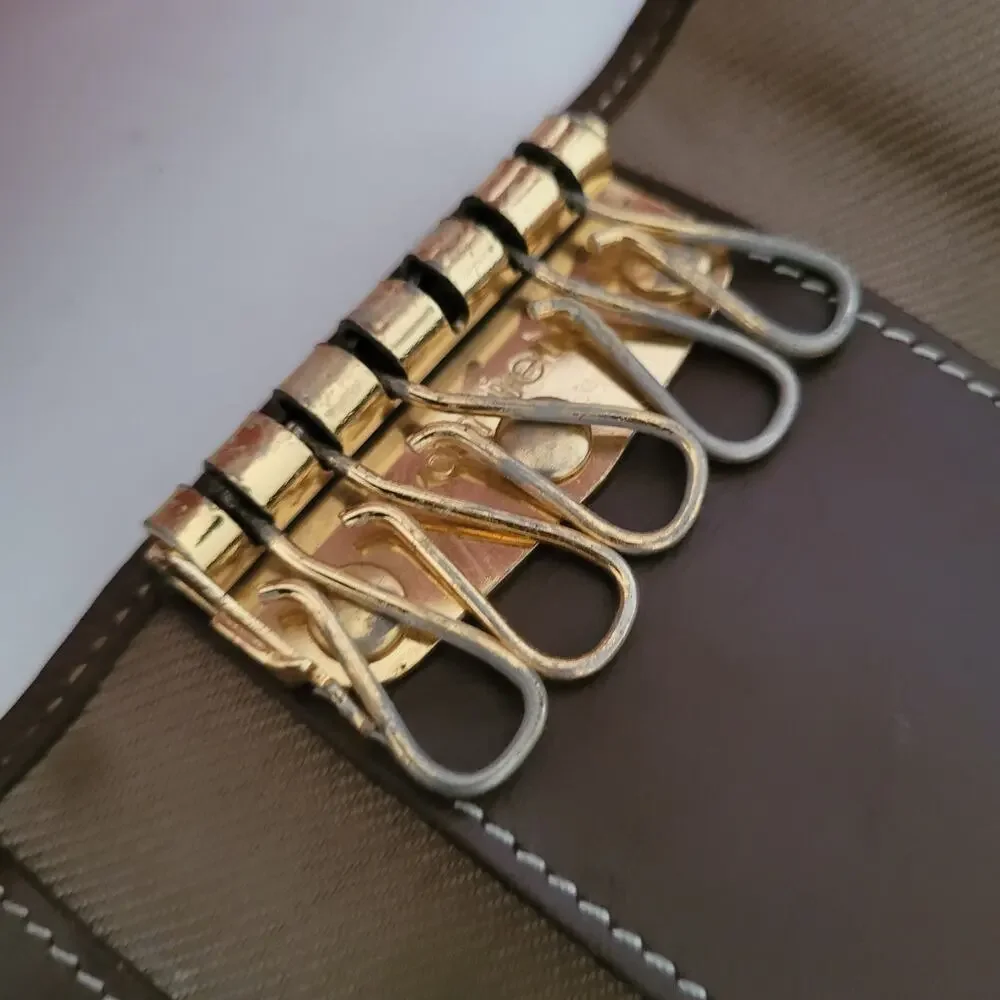 Hunting World Key‎ Case Hooks Holder Wallet Logo Brown Trifold Desig Italian